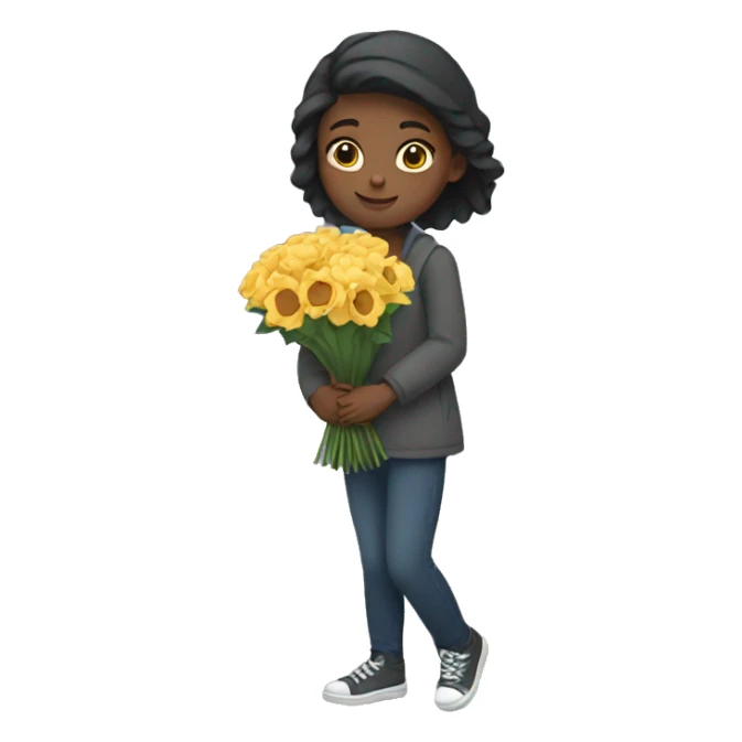 Girl carrying a bouquet  sticker