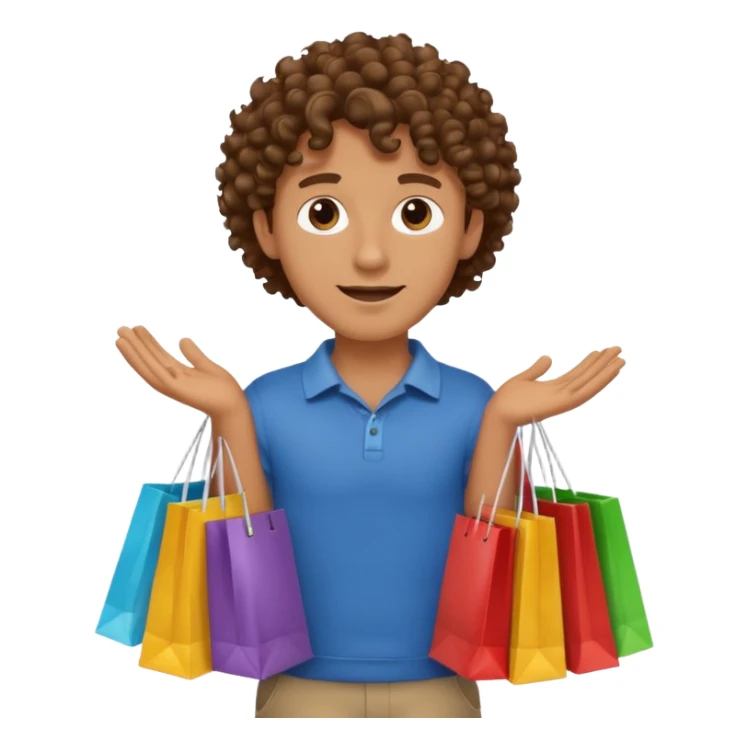 man with curly hair shopping sticker