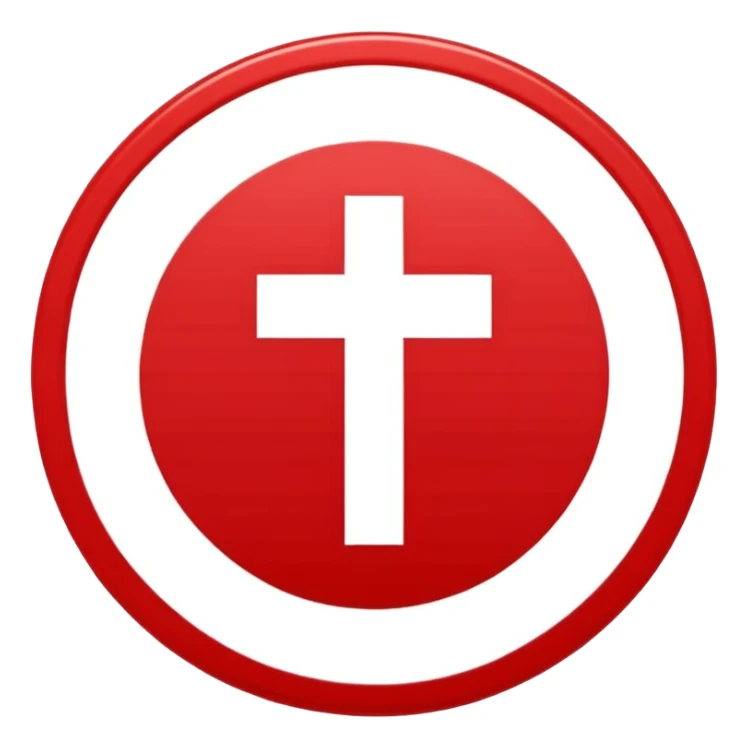 Front-facing medical cross symbol inside a simple circle, minimal line-art, clean modern style, straight angle, simple outlines, no background, transparent, represents “health / medical challenges / difficulty sticker