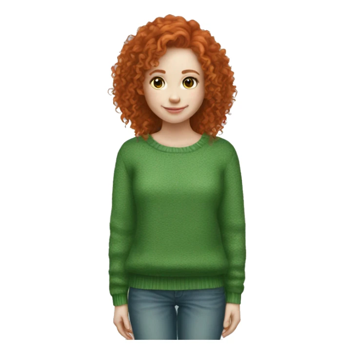 red curly hair green jumper pale skinned girl sticker