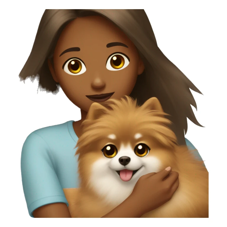 Brown skinned girl petting her pomeranian sticker