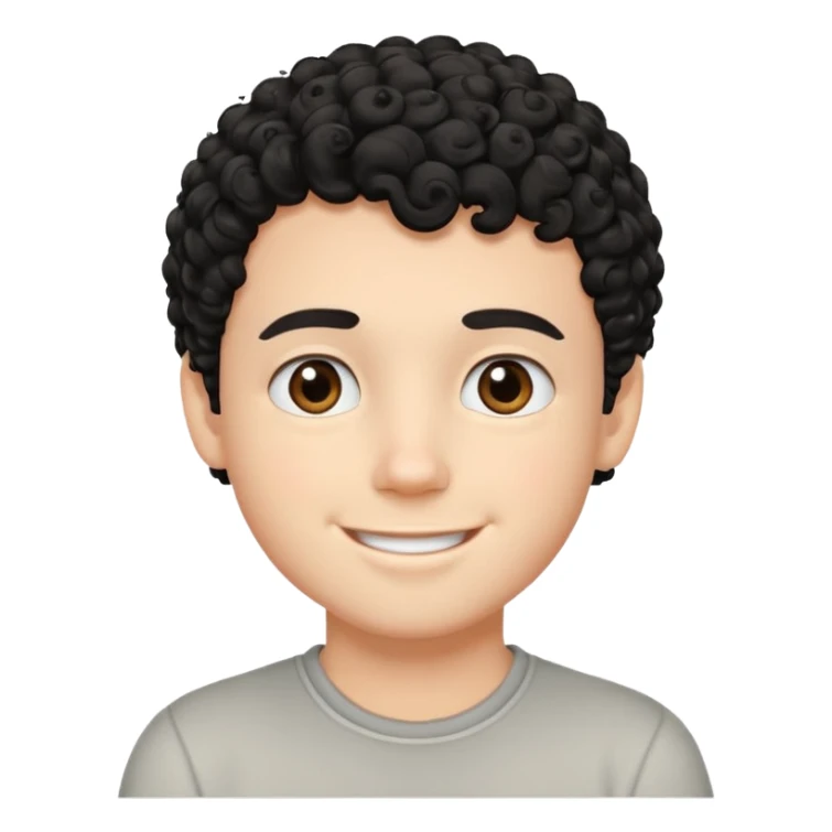 Chico blanco con cabello corto, rizado y negro y linda sonrisa  sticker