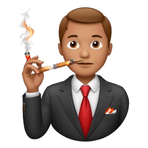 Draw a no smoking sign. Next to it, there is a man in a suit smoking a cigar. sticker