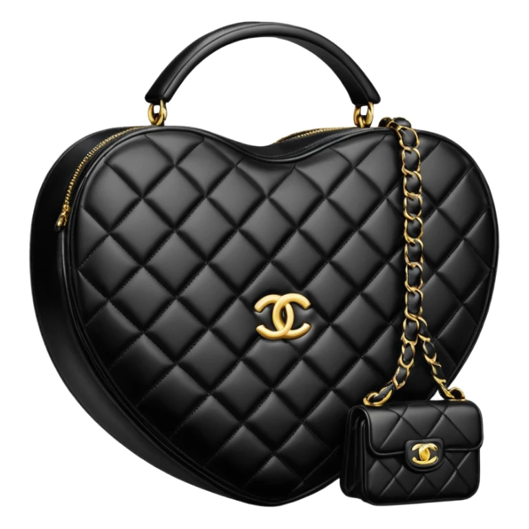 chanel heart shape bag black color bag sticker