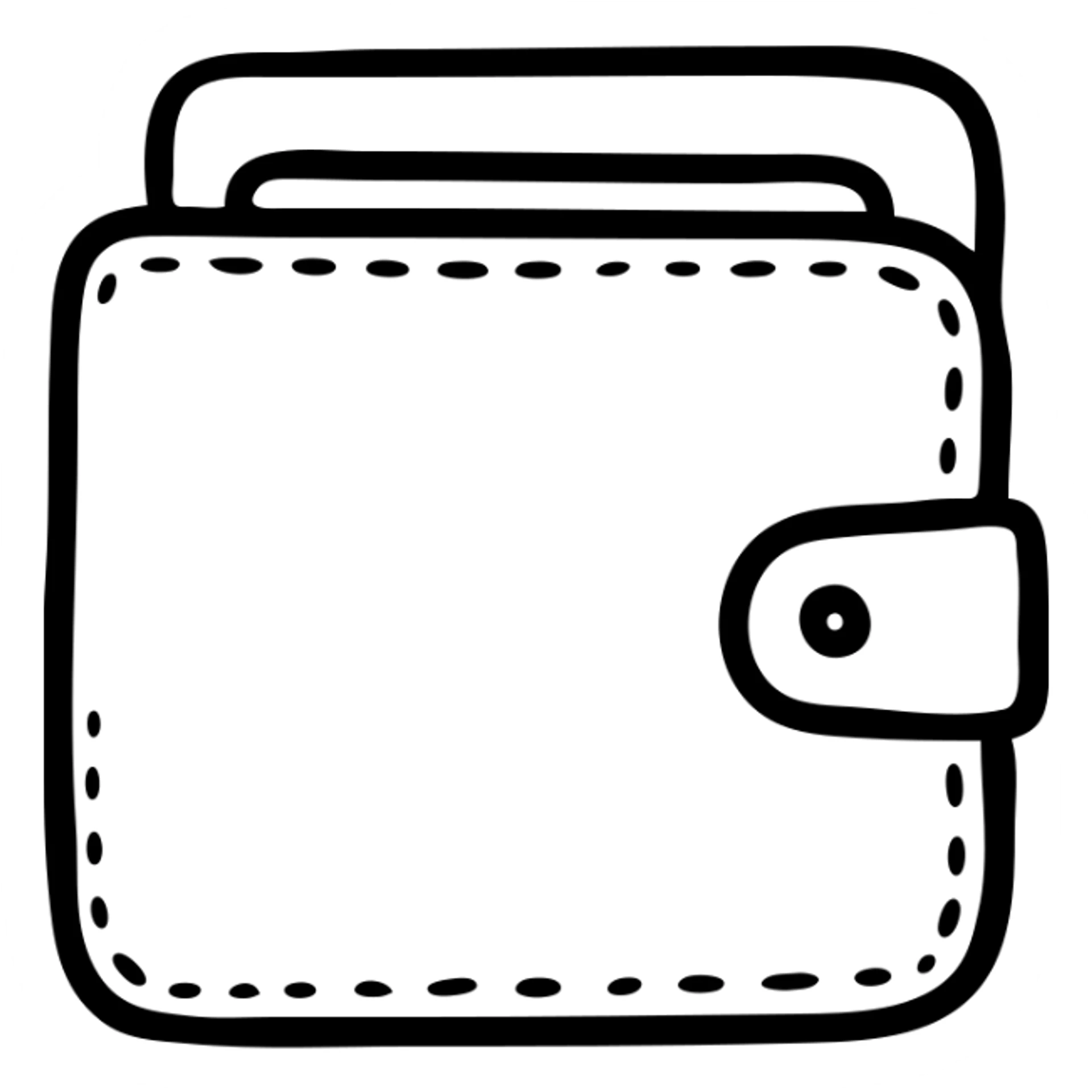 A wallet with a snap closure and some credit card slots visible sticker