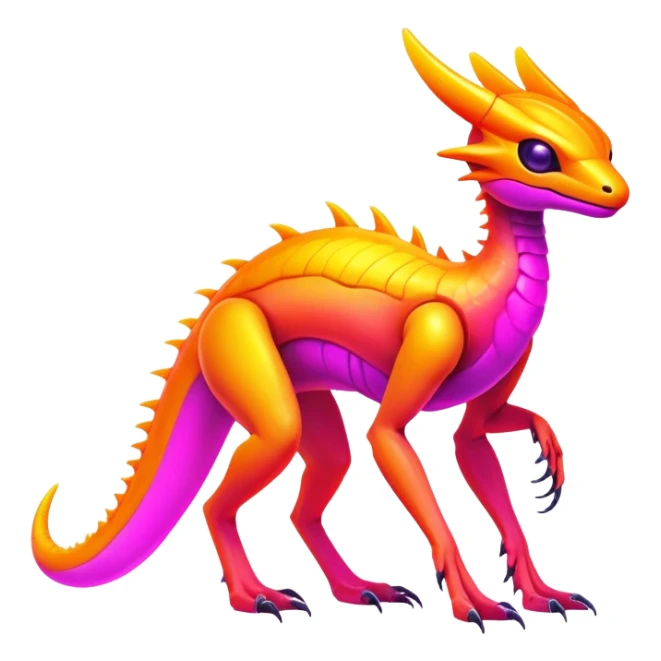Exotic futuristic lush warm-colored neon Fakémon-creature (full body) sticker