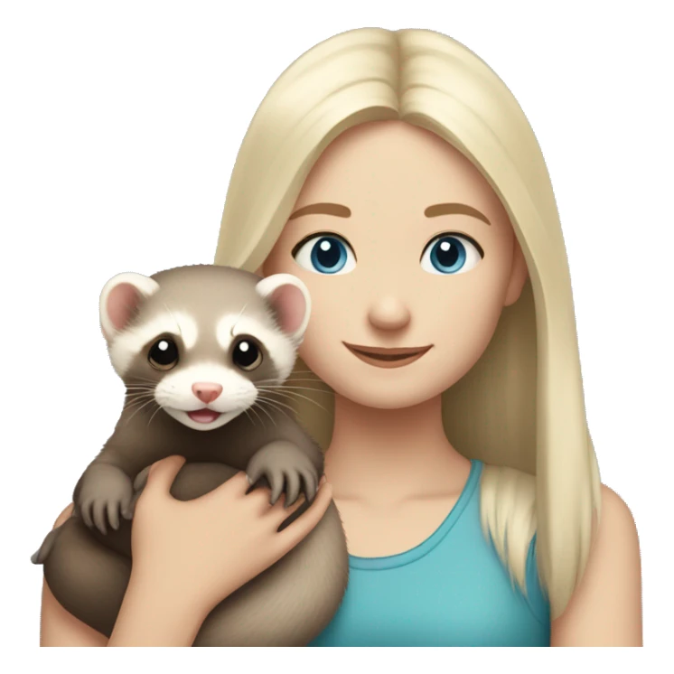Ferret in hands of a blond girl with blue eyes  sticker