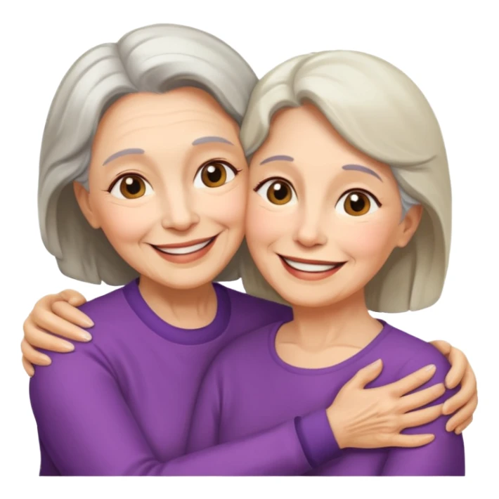 Abrazo de Madre de 70 años y hija sticker