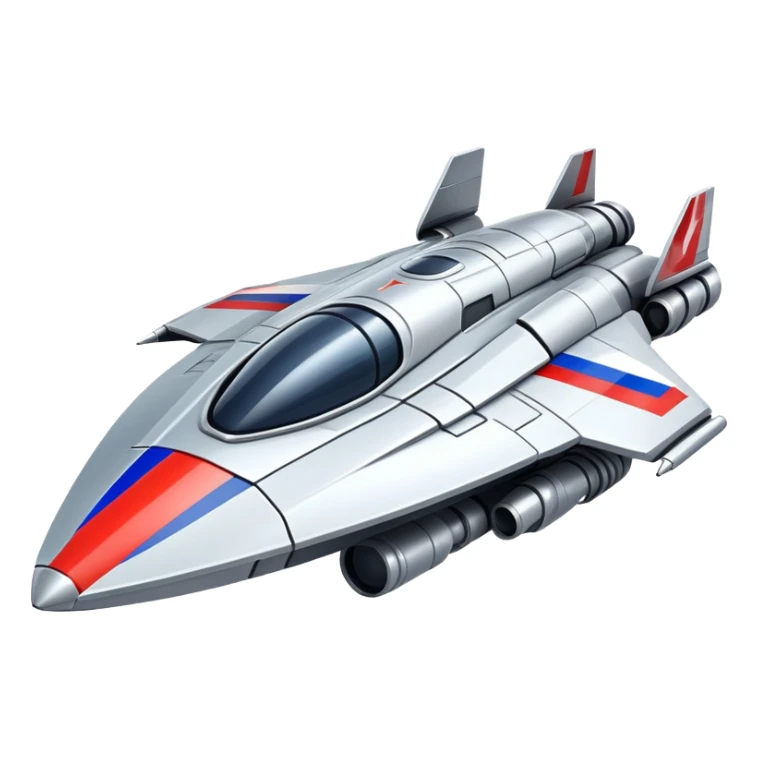 Futuristic war spaceship with Russian flag colors, sleek design sticker