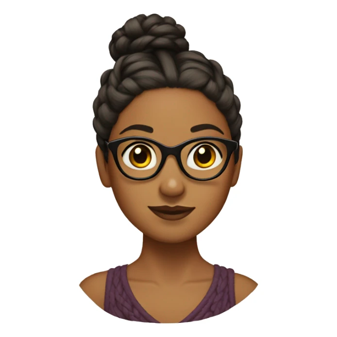 A brown girl with braided high bun  wearing glasses sticker