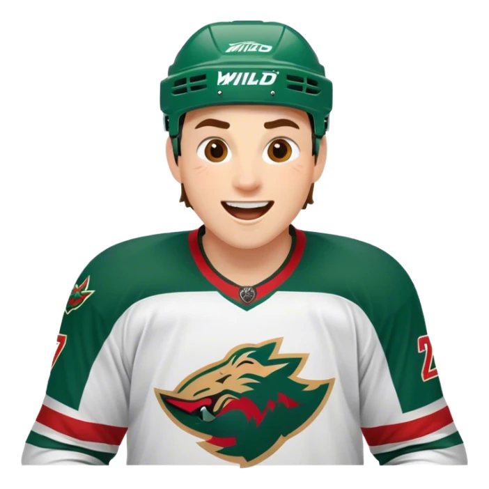 Minnesota wild hockey player celebrating goal sticker