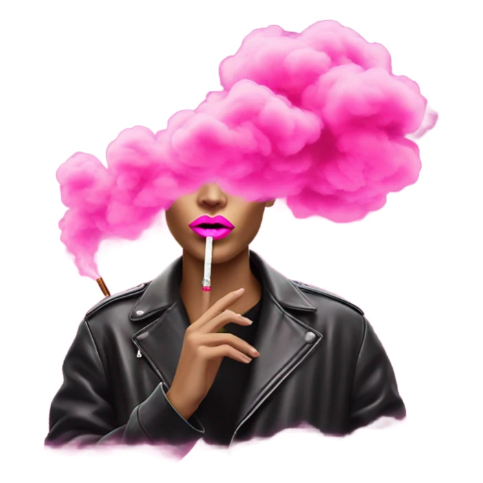 Neon pink lips are blowing smoke, and a cigarette is in her mouth sticker