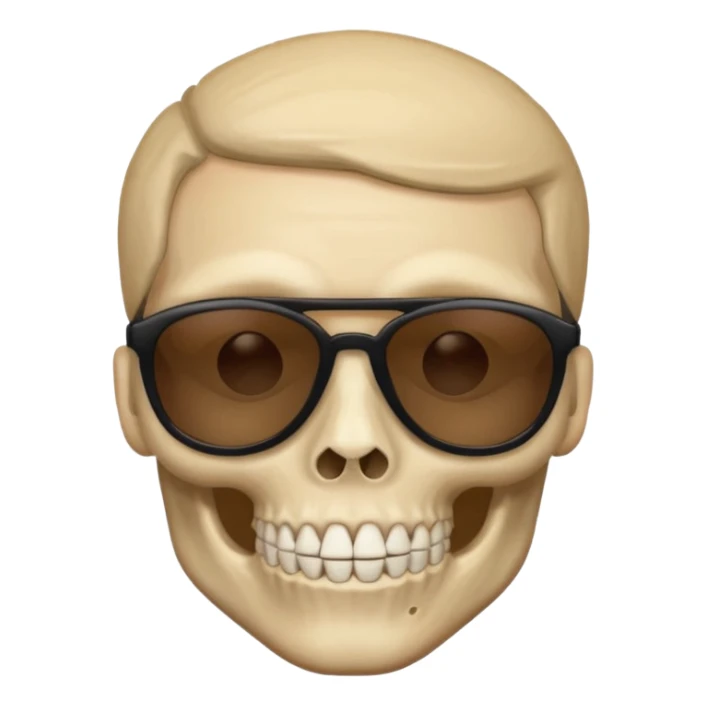 Make a skull face with sunglasses down a bit so you can see his eyes and his left eye brow up a bit make it look like an emoji sticker