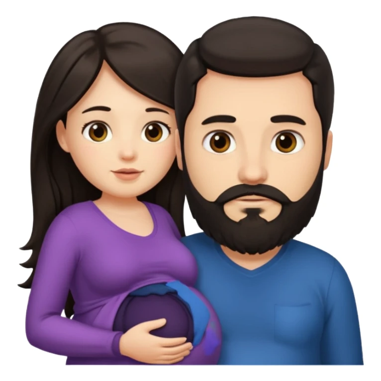 Una mujer embarazada y un hombre con barba ambos cabello oscuro  sticker