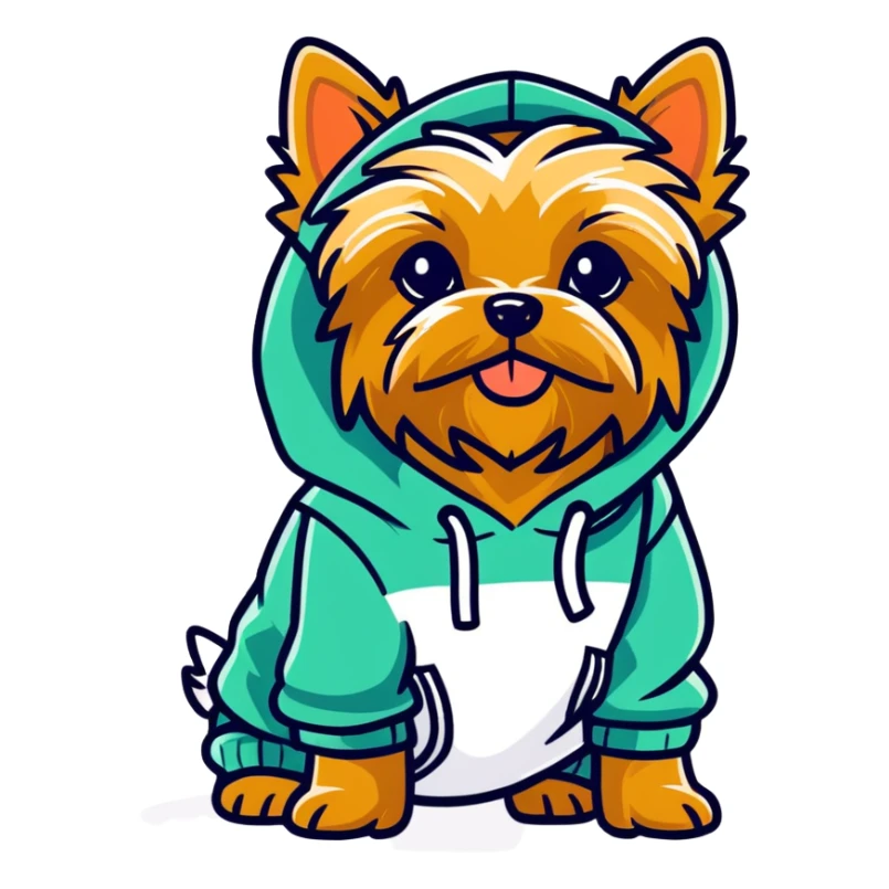Yorkie wearing hoodie sticker