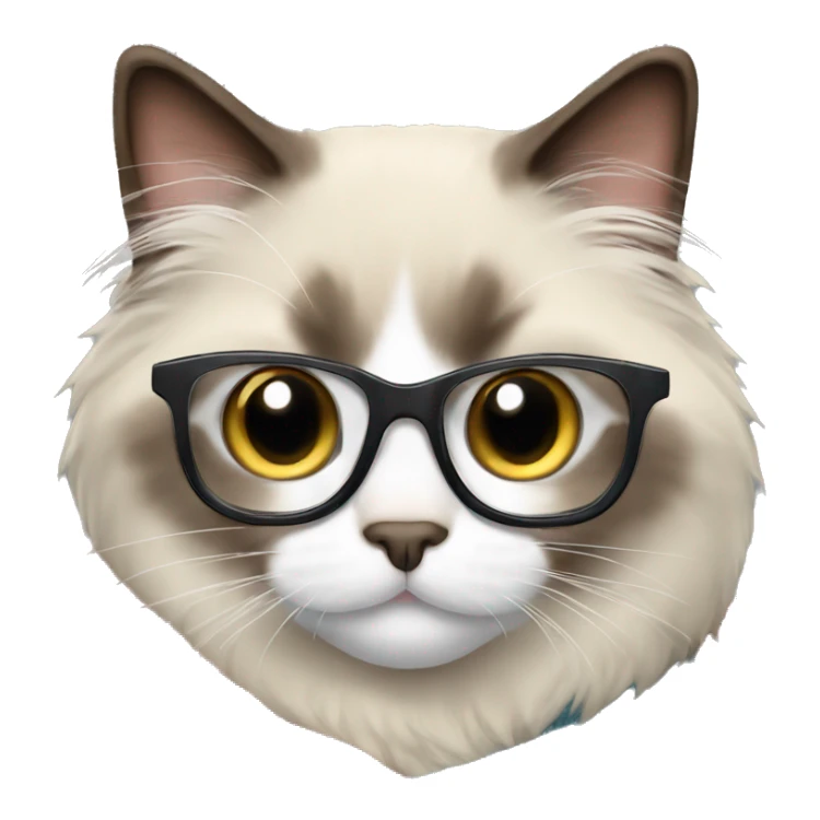 ragdoll cat wearing glasses and blanket sticker