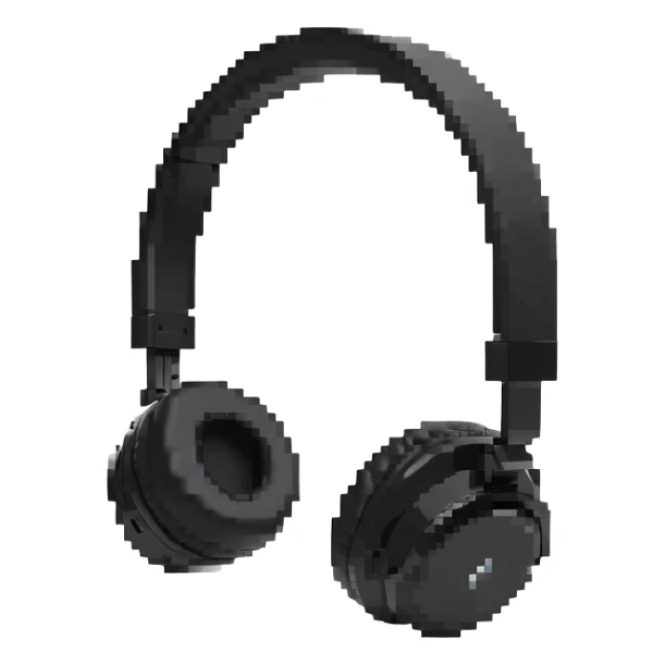 Retro pixel art black wireless headphones with minimal details sticker