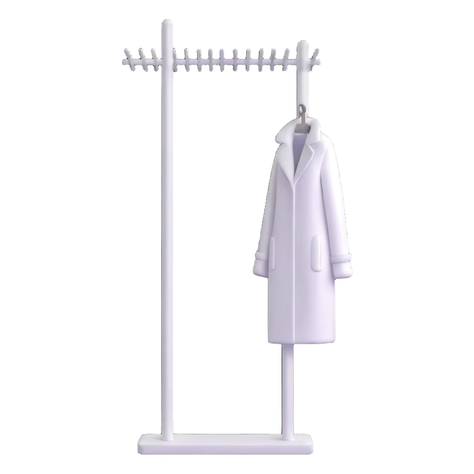 sleek white coat rack with apple-inspired minimalist design sticker