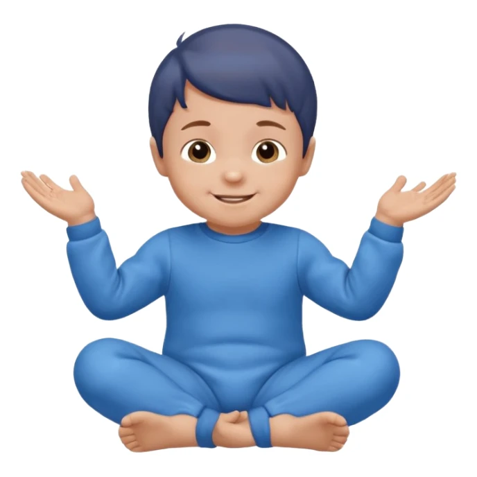 A smiling baby boy with brown hair, sitting down, moving its arms and hands. sticker