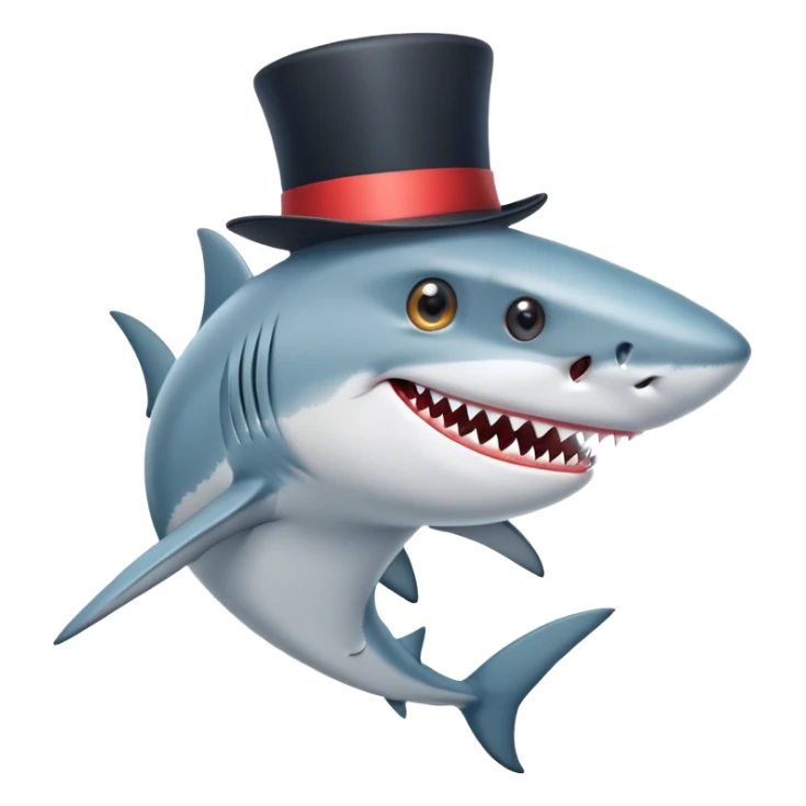 Shark with a top hat sticker