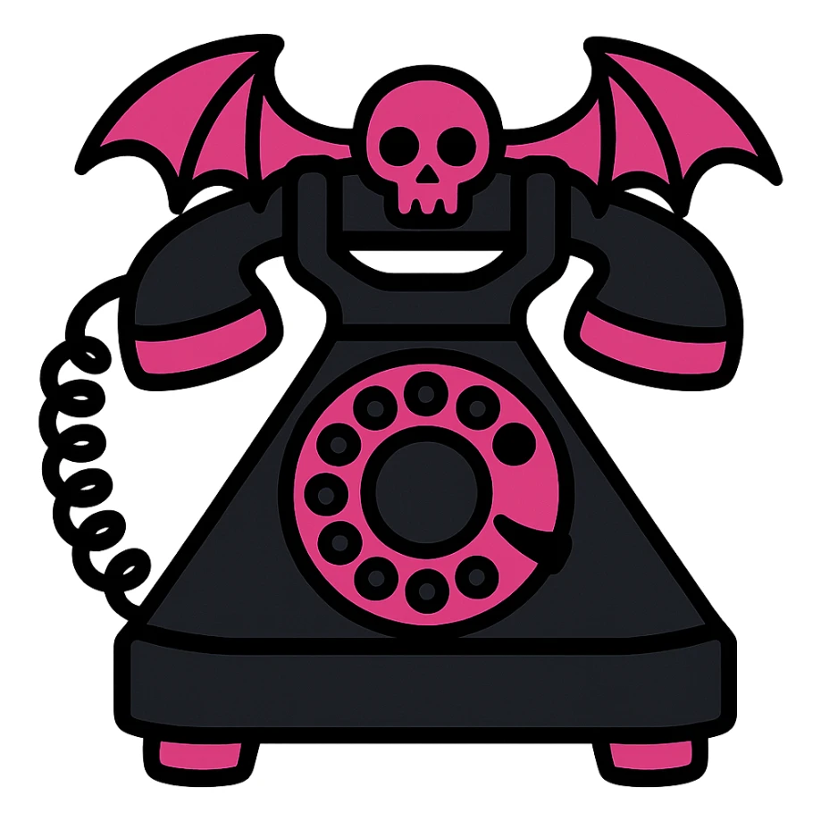 gothic phone, black and pink, vibrant toon style sticker