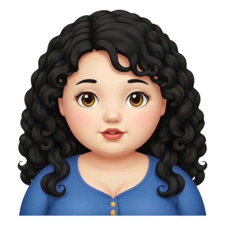 Curly long black haired chubby fair girl sticker