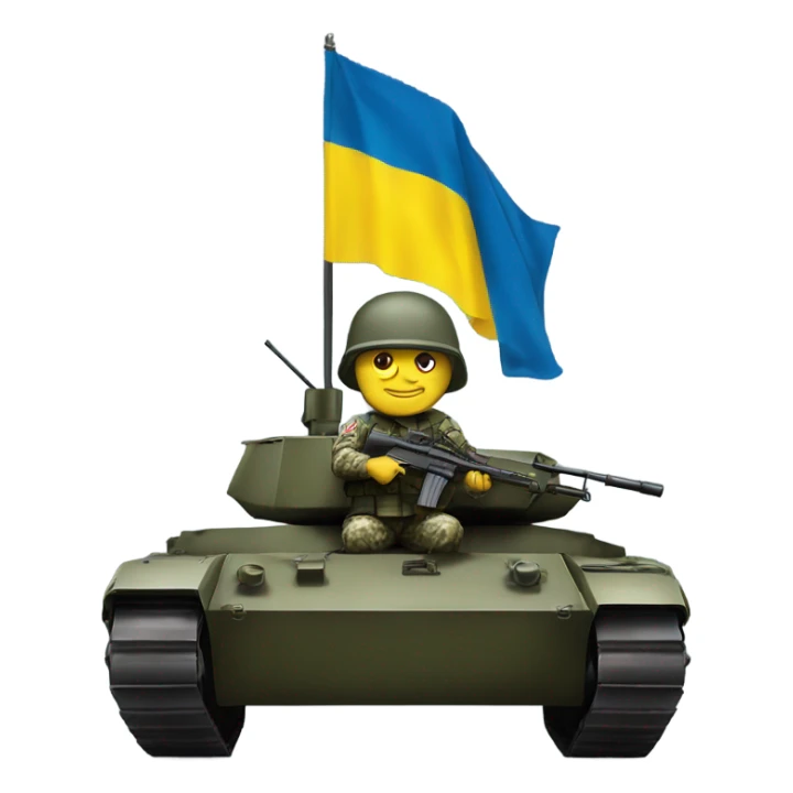 Soldat in Tank with flag Ukraine sticker