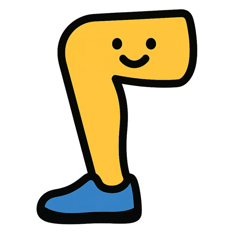 smiling leg icon with color outline sticker