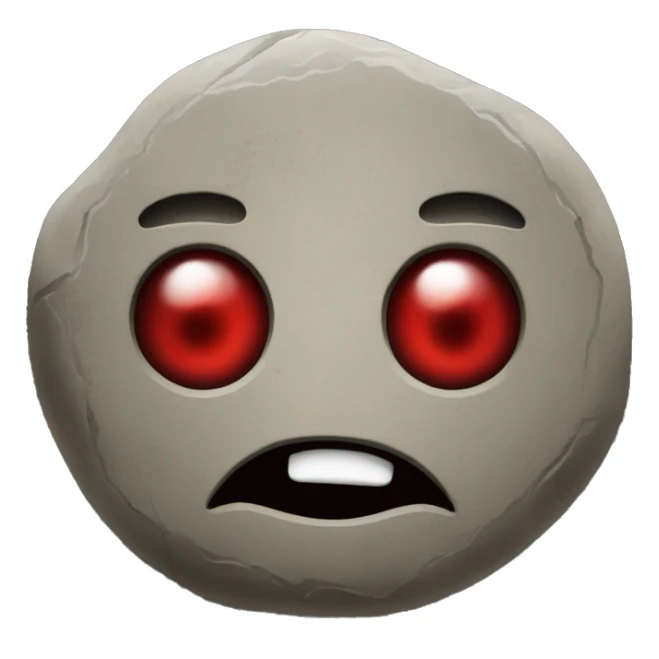 A stone with a face with bloodshot eyes sticker