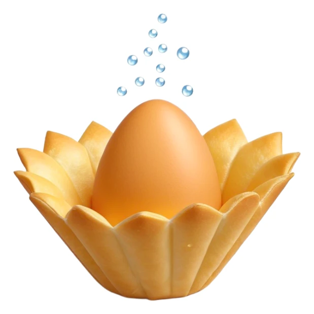 3D rendered authentic Hong Kong egg puffs (港式鸡蛋仔) folded into cone shape, golden bubbly texture, hyper-realistic egg-shaped bubbles, glossy finish, detailed texture sticker