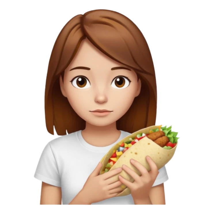 Girl with brown hair "resting chicken burrito face" sticker