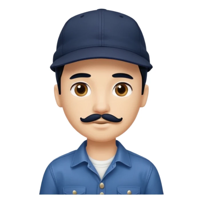 generate a pretty bratz boy wearing a dark blue cap and  button up shirt. Handsome

Mustache- black

hair black long sticker