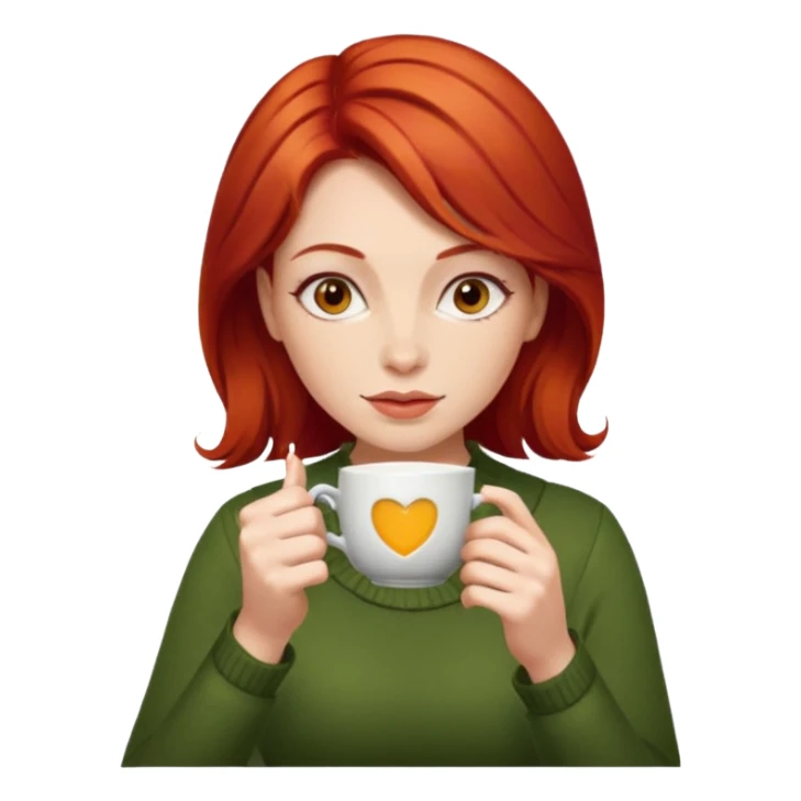 woman red hair sipping tea sticker