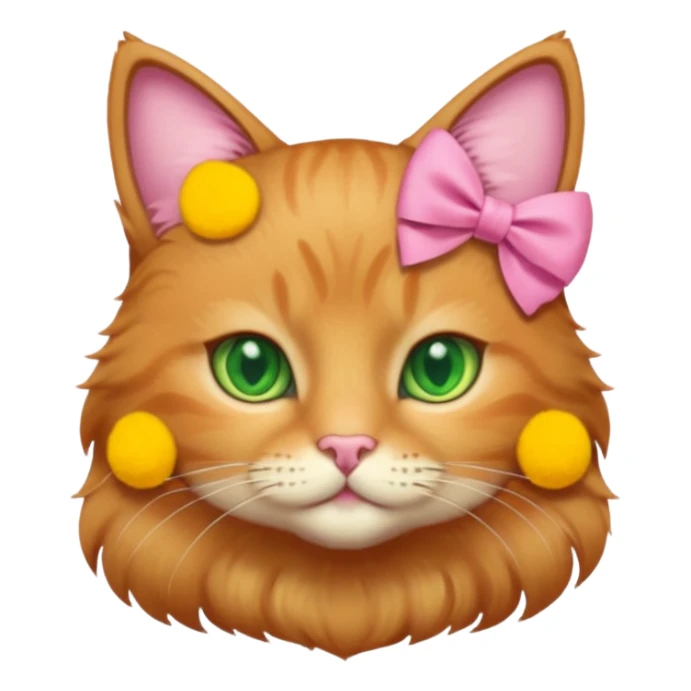  Golden brown cat with green eyes and a pink bow sticker