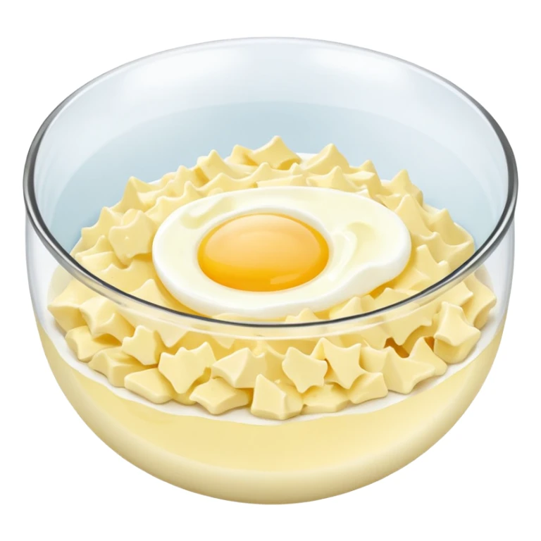 a bowl of egg salad, minimal, no egg yolks, only egg whites, simple, clear sticker