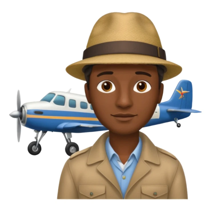 Visage homme créole réunionnais avec chapeau arrive avion sticker