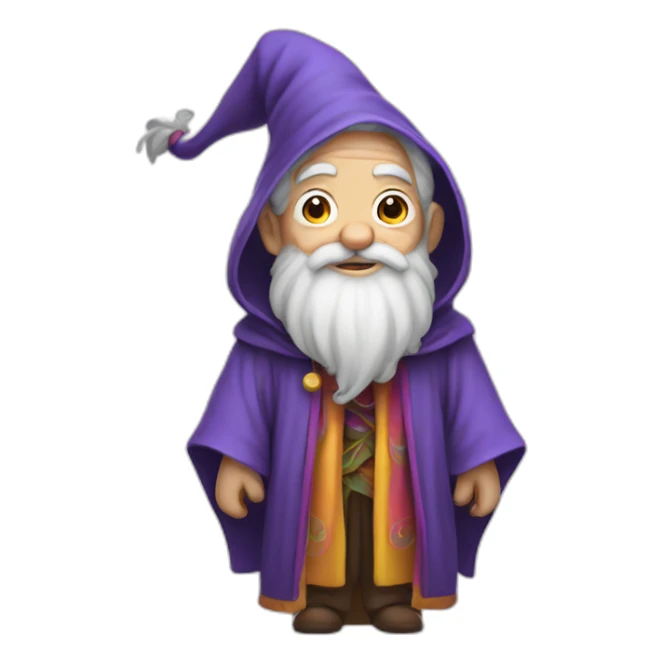 A cute old wizard wearing a colorful robe sticker