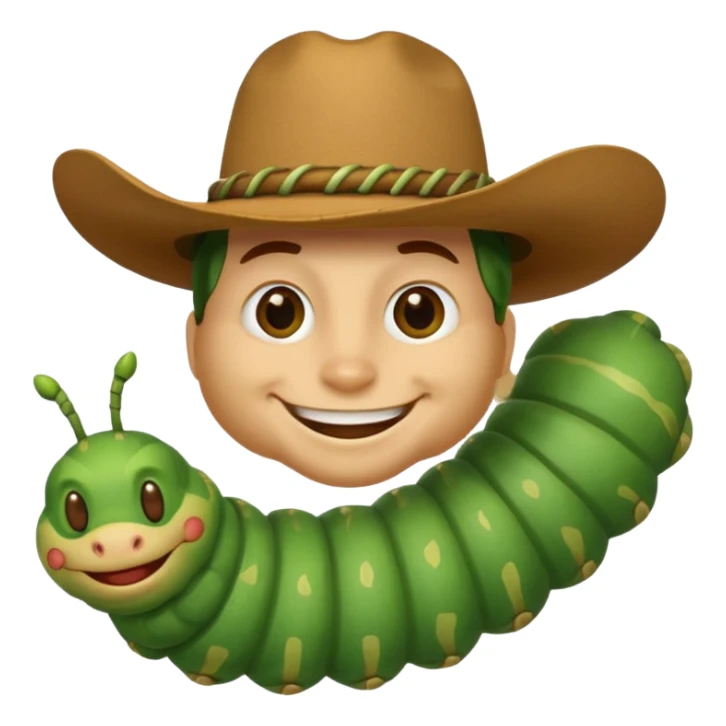 Cowboy emoji mixed with caterpillar emoji sticker