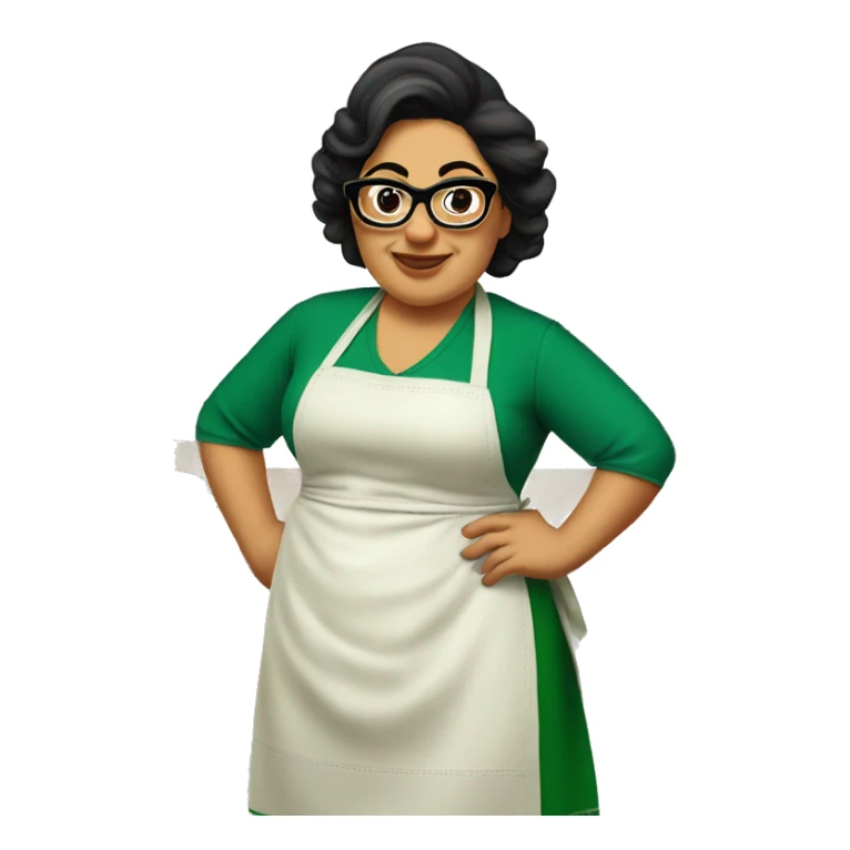 mexican chubby lady green apron  with glasses cooking tacos sticker