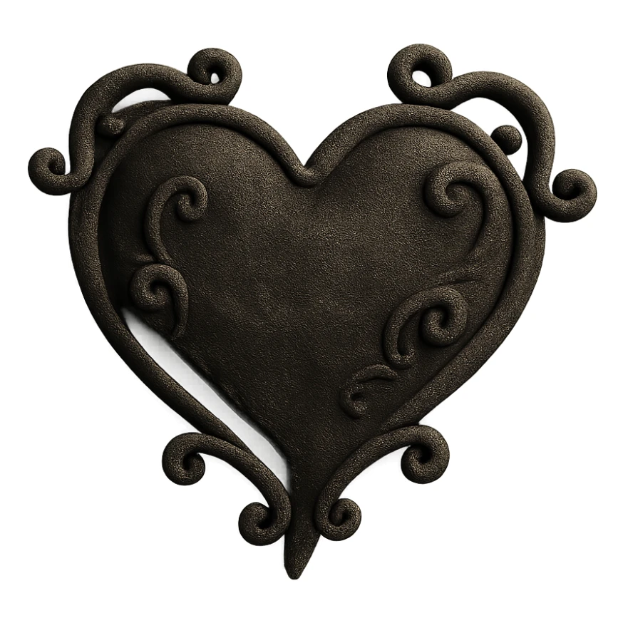 black gothic heart, ornate, dark, elegant, velvet texture sticker
