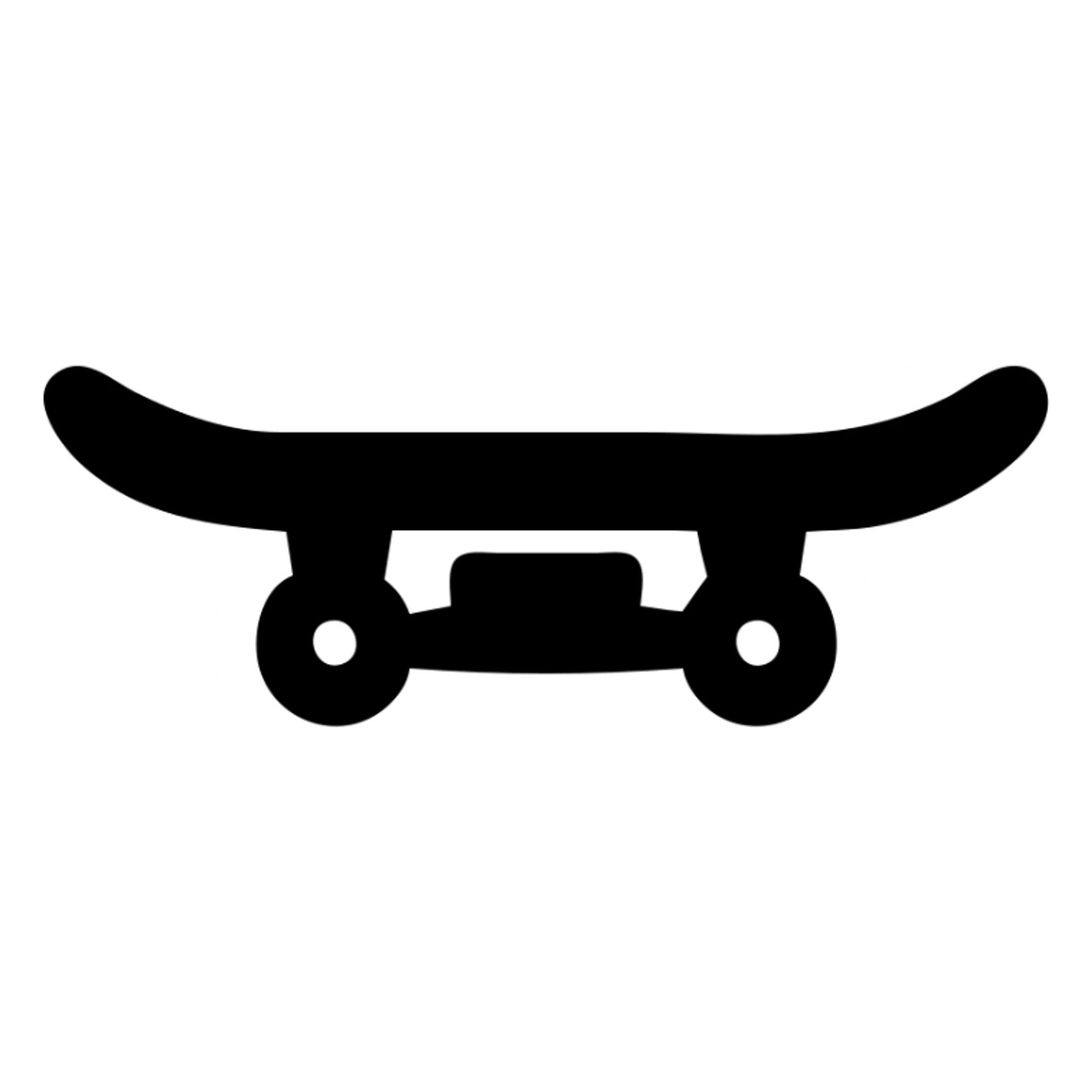 A skateboard in a black filled icon style, with a riser pad. sticker