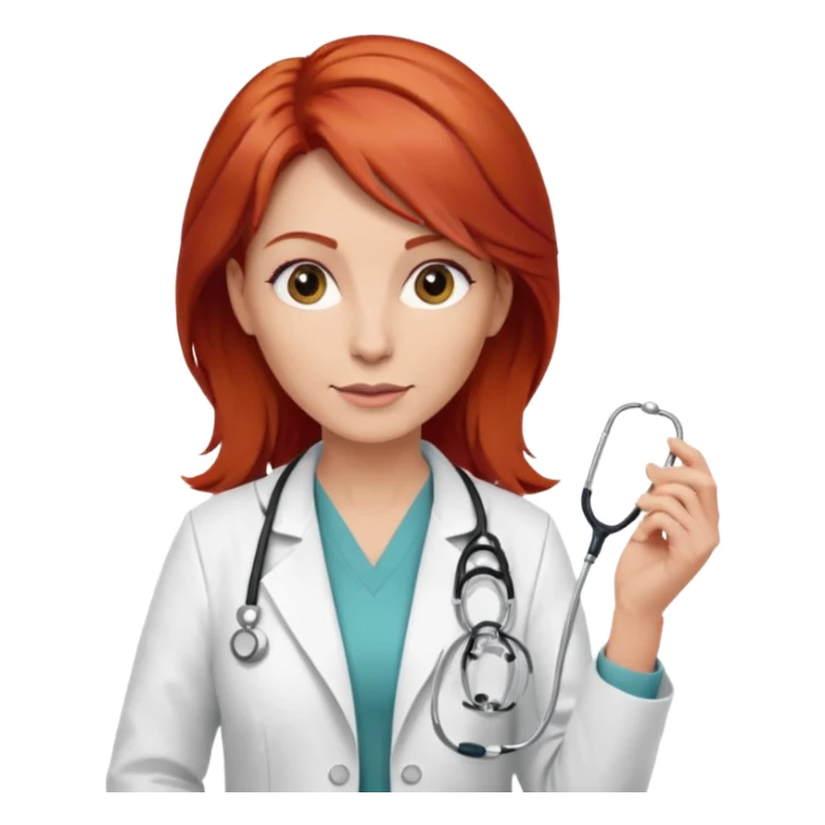 woman 40 ,red hair, rock style, doctor sticker