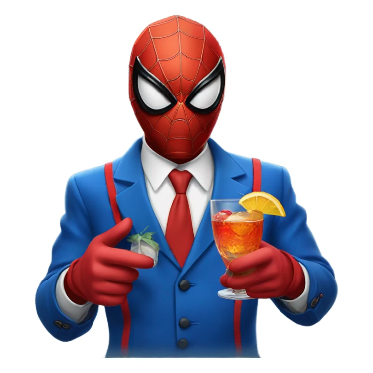 Spider-Man drinking an old fashion sticker