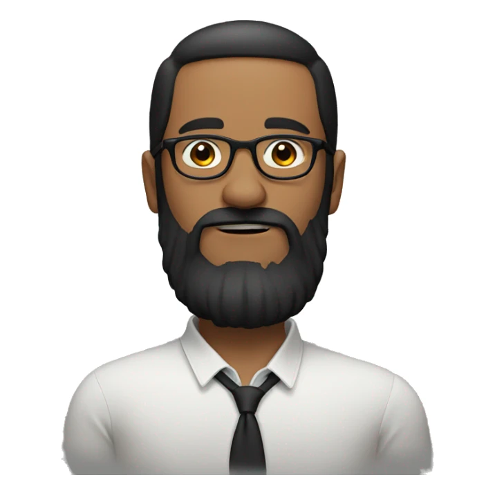 medium to long beard, black hair, very short hair, circle round glasses sticker