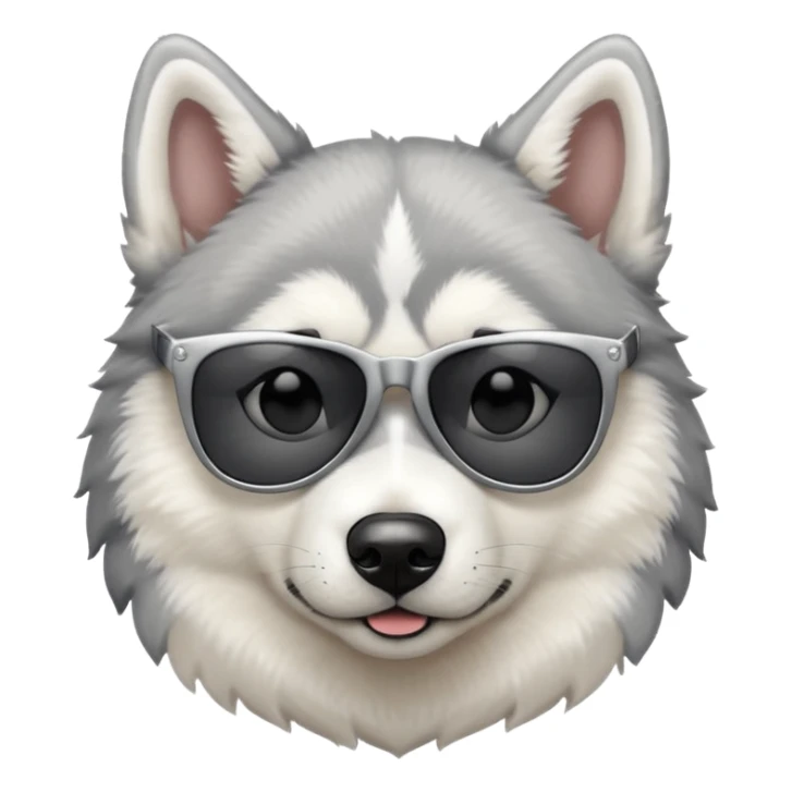 white/grey husky dog with black dark sunglasses sticker