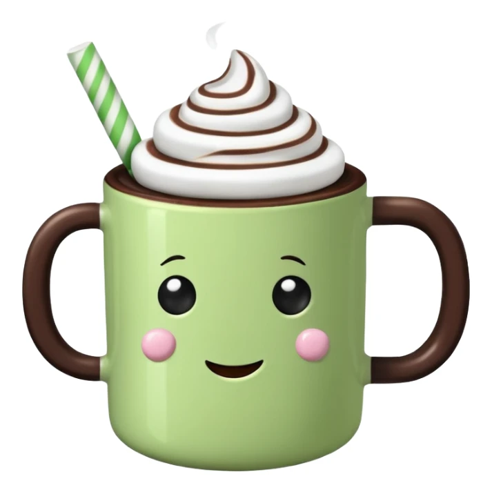 light green black mug of hot chocolate with marshmallows pop sketcha sticker