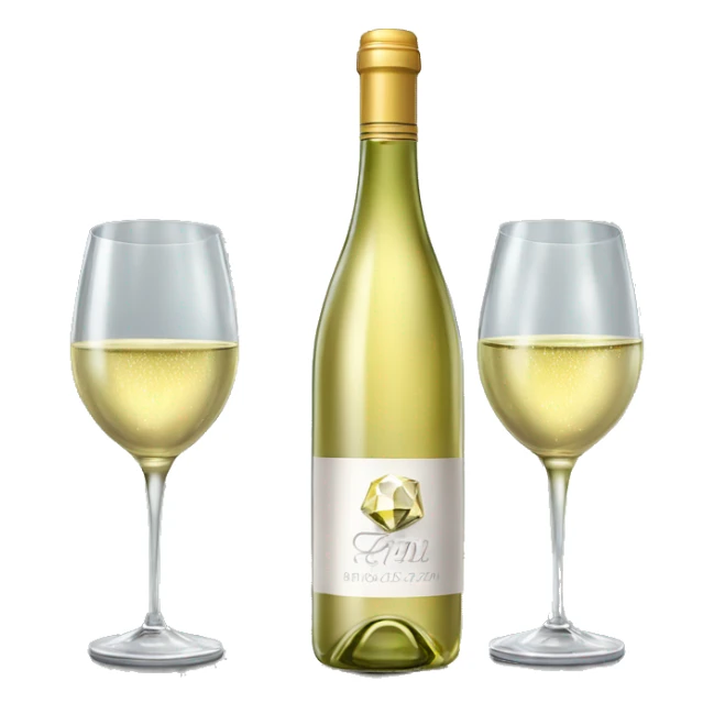 Realistic sparkling diamond glam bottle of white Wine and matching long stem wine glass. sticker