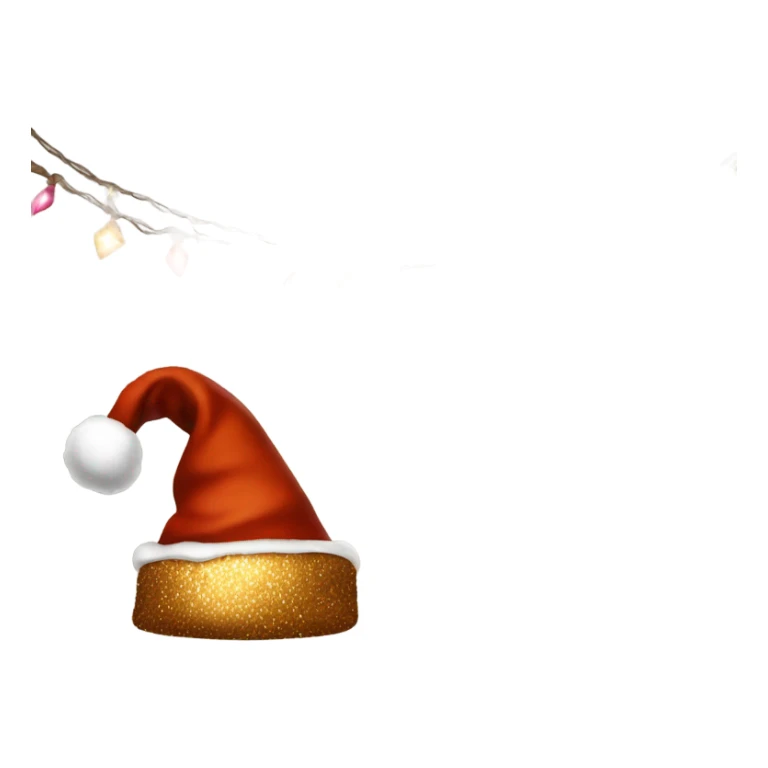brown santa claus hat with shimmering garland sticker