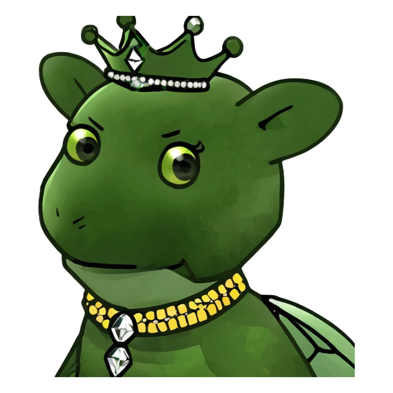 Fancy mint green queen bee with diamond jewelry, rhinestone embellishments, and glitter sparkles sticker