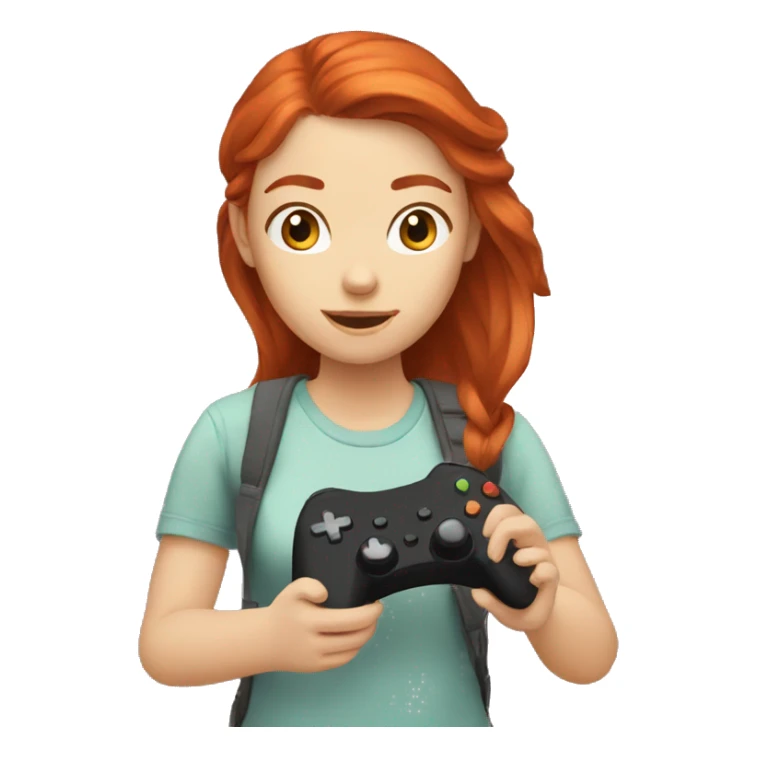 redhead girl playing video games sticker
